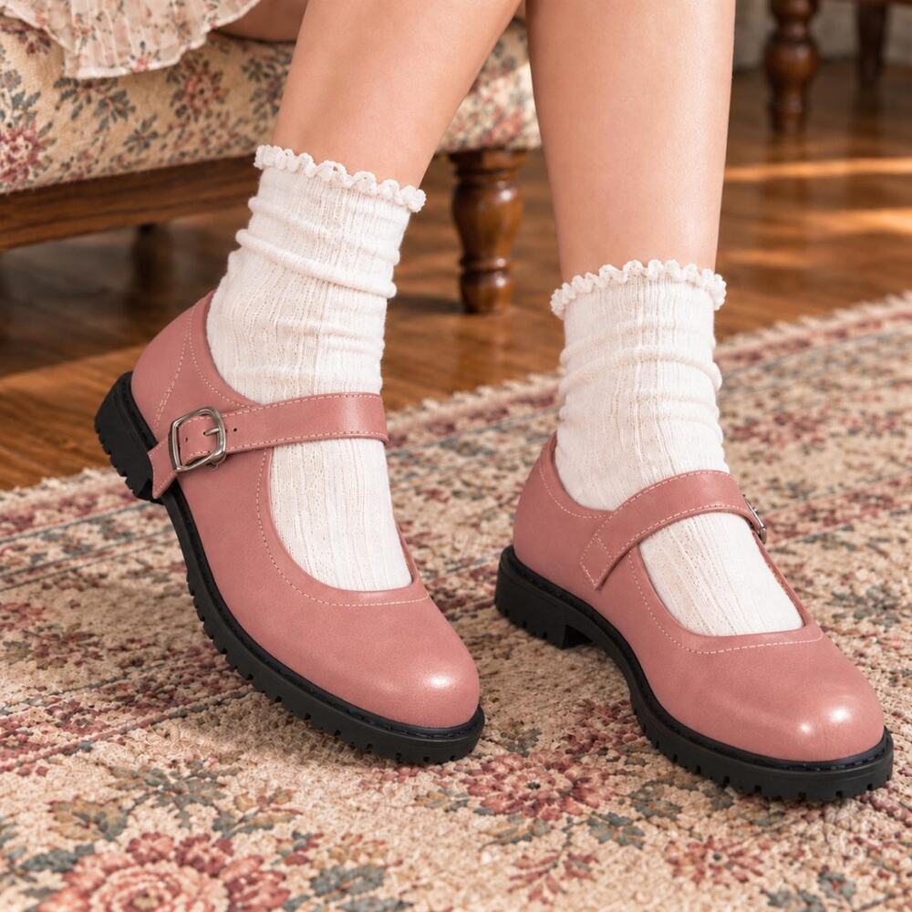 Pink Y2K Chunky Mary Jane Platform Buckle Shoes US 8